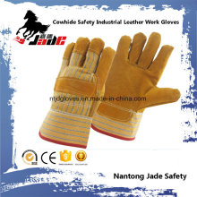 9.5 Full Palm Industrial Safety Luvas de trabalho de couro de vaca amarela